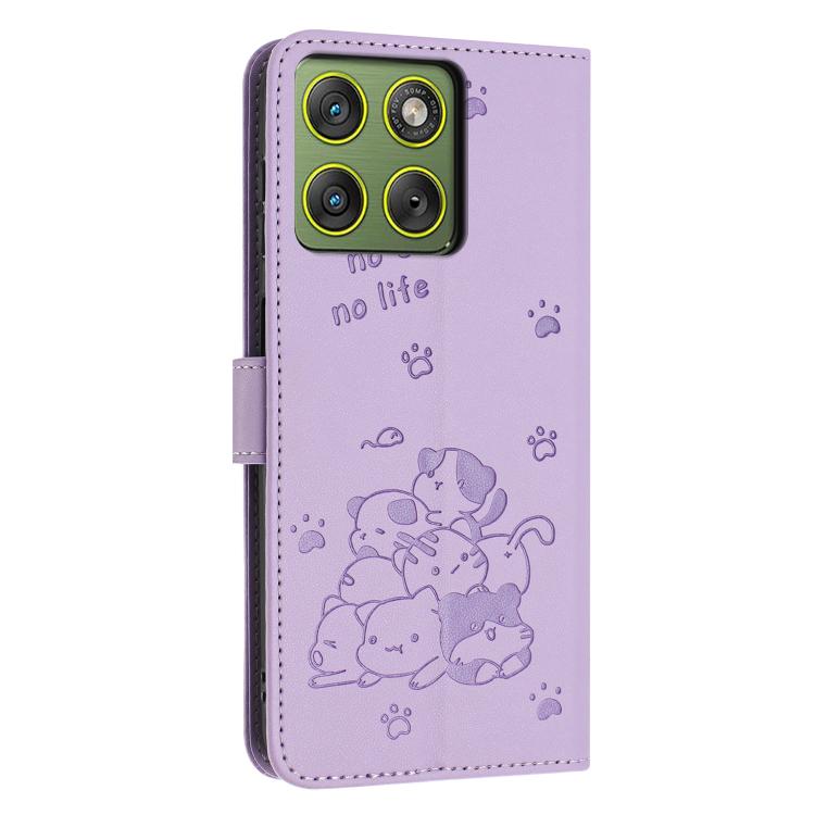 Embossed Kitten Phone Leather Case with Lanyard, For Motorola Edge 70 5G, For Motorola Moto G06 4G, For Motorola Moto G86 5G, For Motorola Moto G56 5G