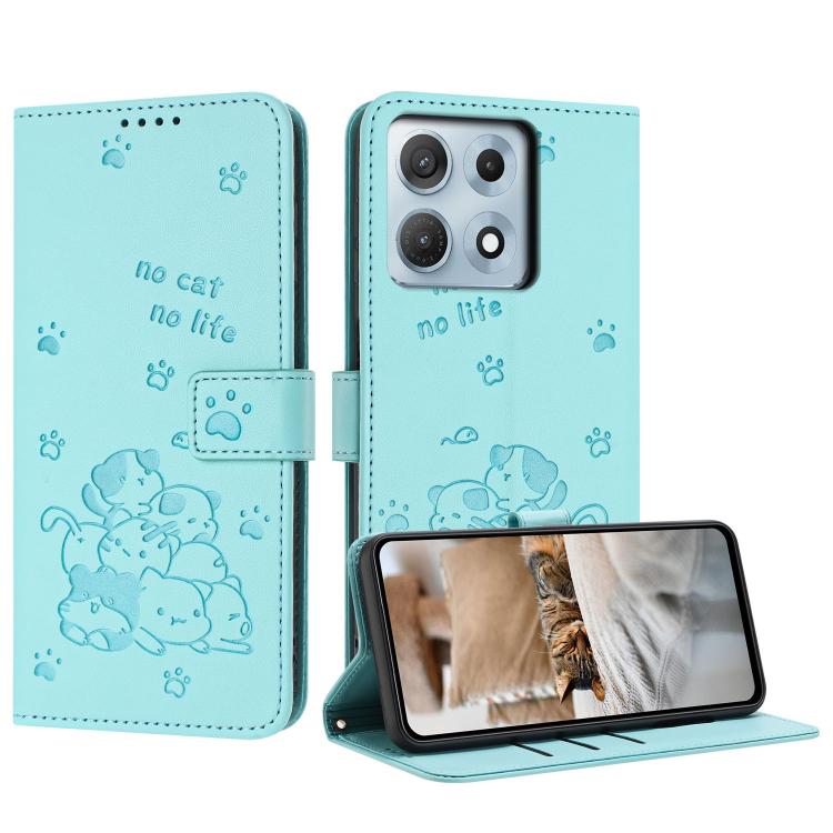 Embossed Kitten Phone Leather Case with Lanyard, For Motorola Edge 70 Max 5G, For Motorola Moto G Max / G87 / G77 5G, For Motorola Edge 5G 2026, For Motorola Moto G37 / G37 Power / G47
