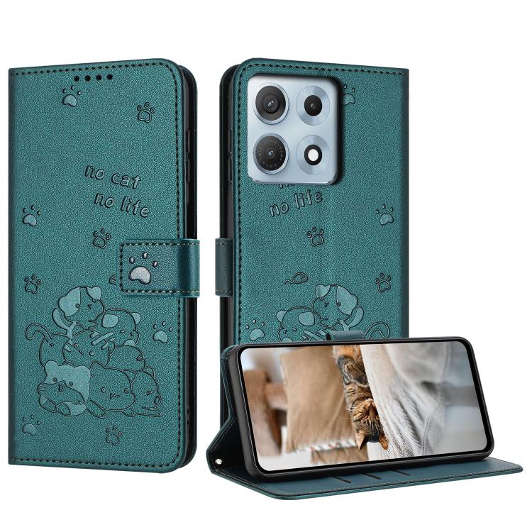 Embossed Kitten Phone Leather Case with Lanyard, For Motorola Edge 70 Max 5G, For Motorola Moto G Max / G87 / G77 5G, For Motorola Edge 5G 2026, For Motorola Moto G37 / G37 Power / G47