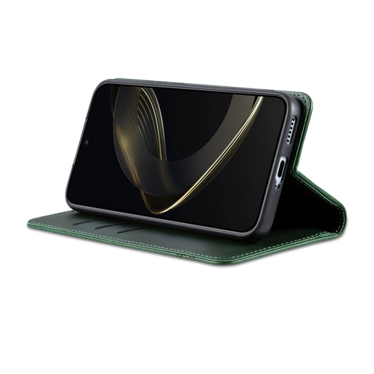 For Xiaomi 14T Pro AZNS Magnetic Calf Texture Flip Leather Phone Case(Dark Green)