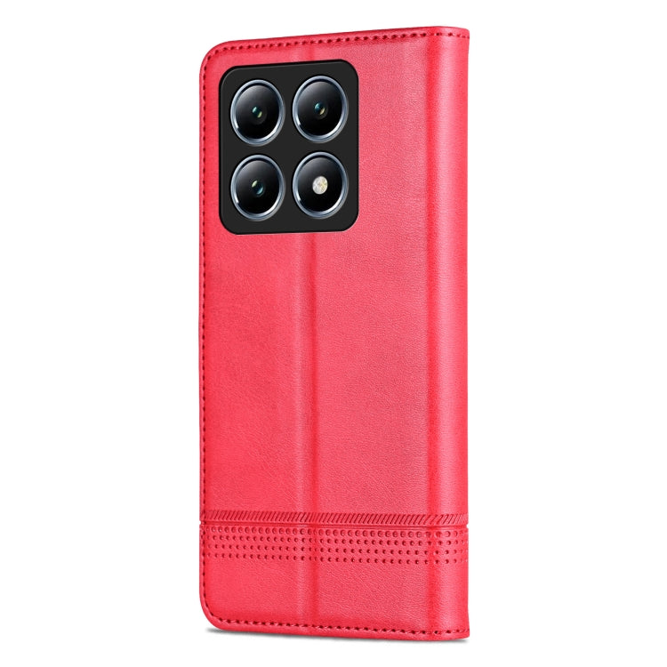 For Xiaomi 14T AZNS Magnetic Calf Texture Flip Leather Phone Case(Red)