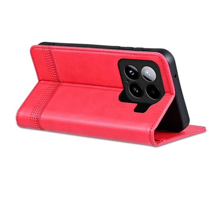 For Xiaomi 15 AZNS Magnetic Calf Texture Flip Leather Phone Case(Red)