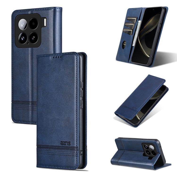 For Xiaomi 15 AZNS Magnetic Calf Texture Flip Leather Phone Case(Dark Blue)