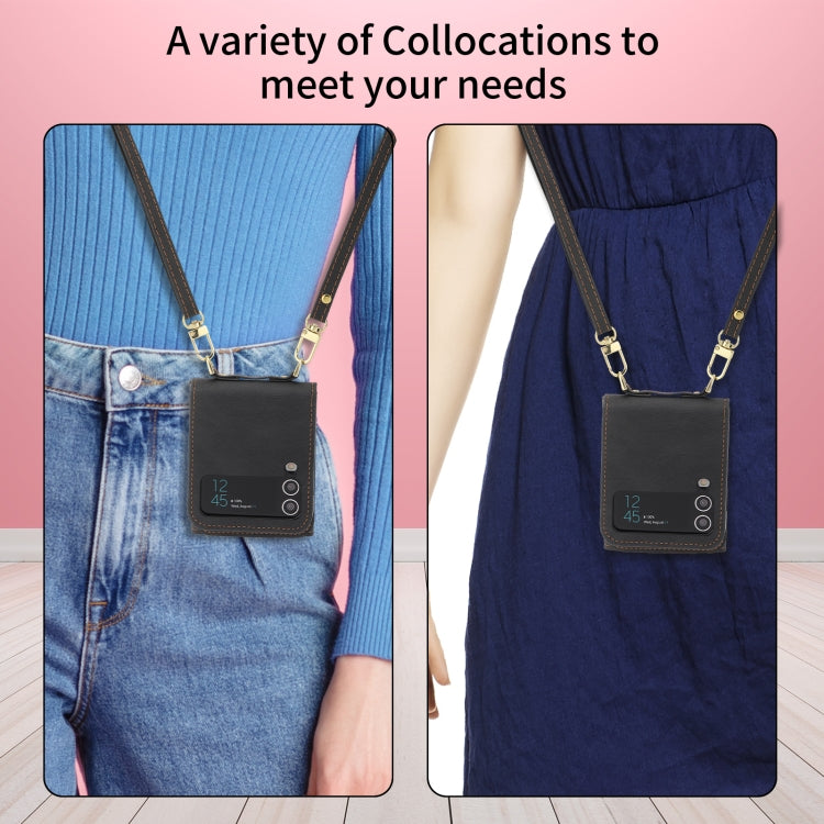 For Samsung Galaxy Z Flip4 POLA Skin Feel Multi-Card Slots Zipper Wallet Phone Case(Black)