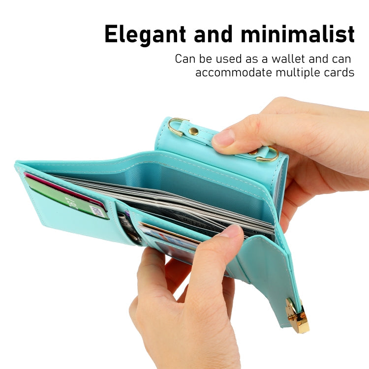 For Samsung Galaxy Z Flip5 POLA Color Block Love Buckle Multi-Card Slots Wallet Phone Case(Blue)