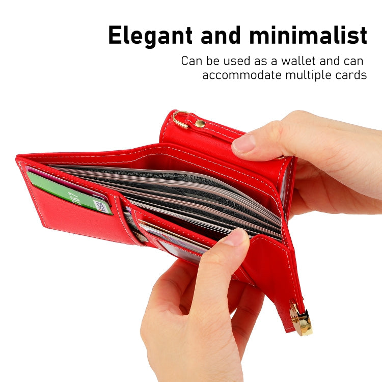 For Samsung Galaxy Z Flip5 POLA Color Block Love Buckle Multi-Card Slots Wallet Phone Case(Red)