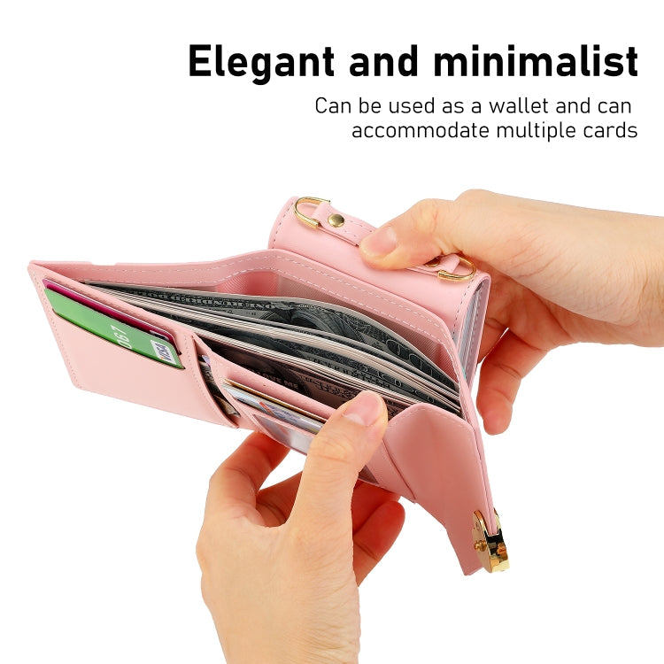 For Samsung Galaxy Z Flip5 POLA Color Block Love Buckle Multi-Card Slots Wallet Phone Case(Pink)