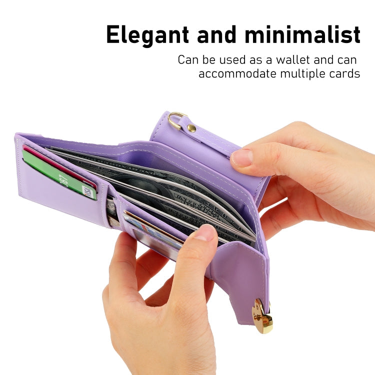 For Samsung Galaxy Z Flip4 POLA Color Block Love Buckle Multi-Card Slots Wallet Phone Case(Purple)