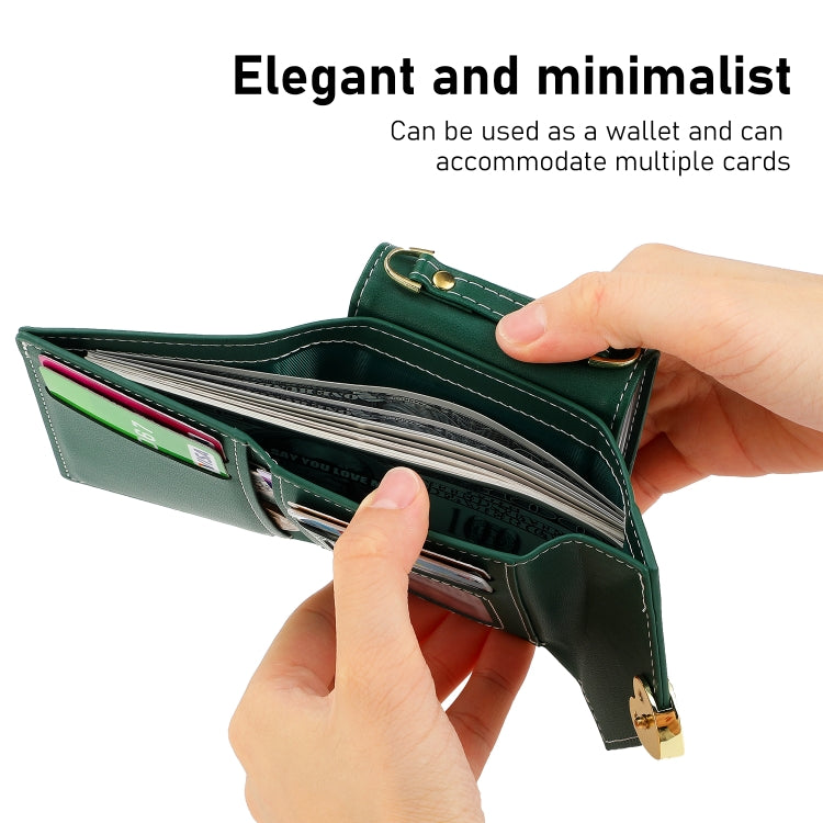 For Samsung Galaxy Z Flip4 POLA Color Block Love Buckle Multi-Card Slots Wallet Phone Case(Green)
