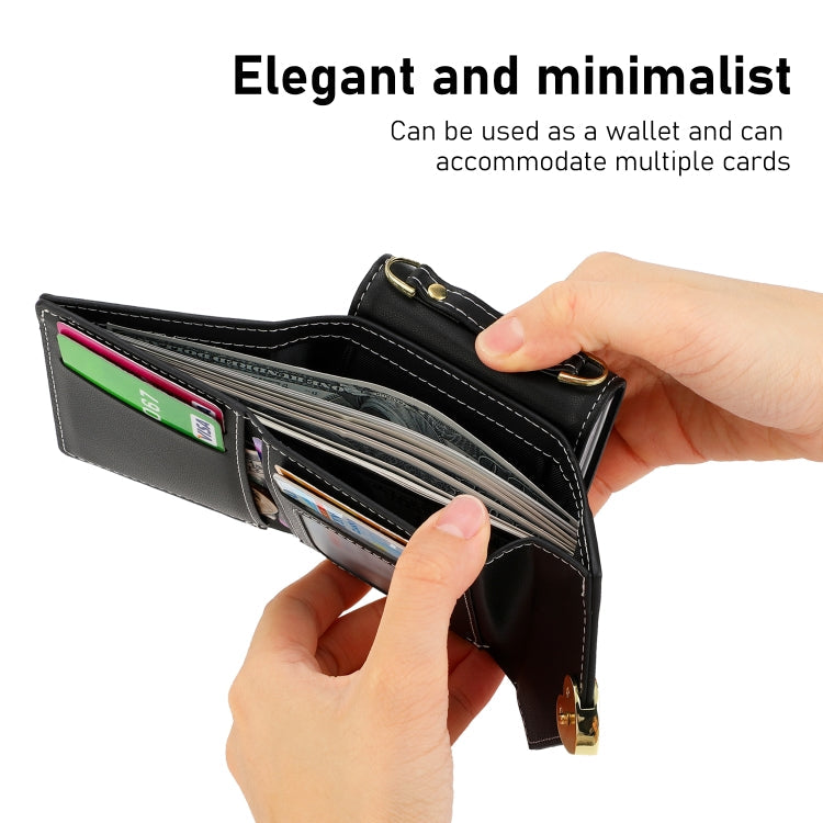 For Samsung Galaxy Z Flip3 5G POLA Color Block Love Buckle Multi-Card Slots Wallet Phone Case(Black)