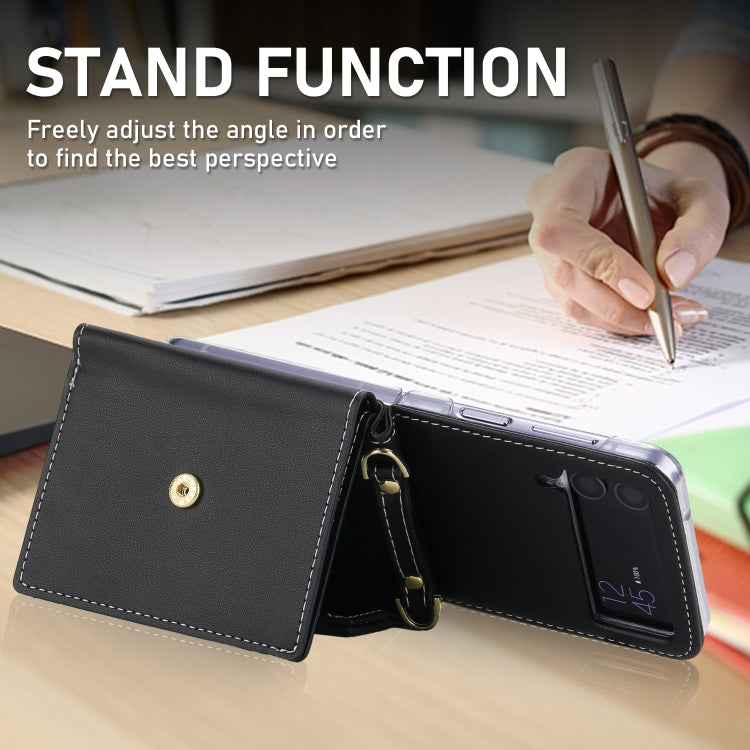 For Samsung Galaxy Z Flip3 5G POLA Color Block Love Buckle Multi-Card Slots Wallet Phone Case(Black)