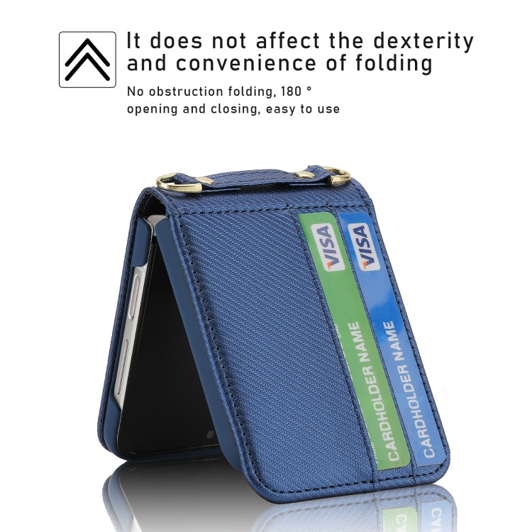 For Samsung Galaxy Z Flip4 POLA Light Luxury Card Slots Leather Phone Case(Blue)