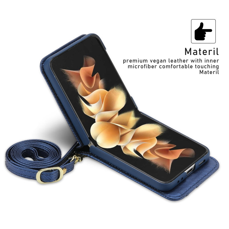 For Samsung Galaxy Z Flip4 POLA Light Luxury Card Slots Leather Phone Case(Blue)