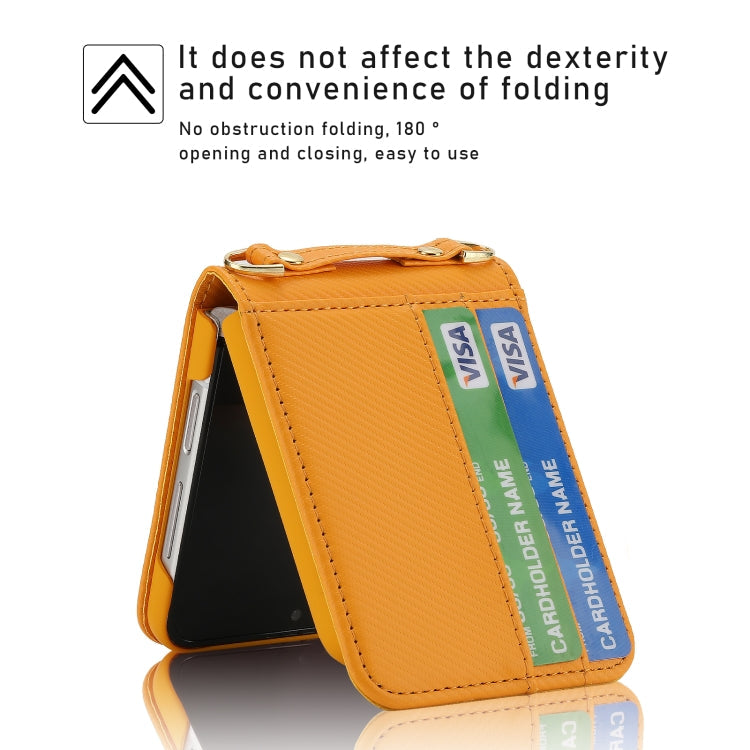 For Samsung Galaxy Z Flip4 POLA Light Luxury Card Slots Leather Phone Case(Yellow)