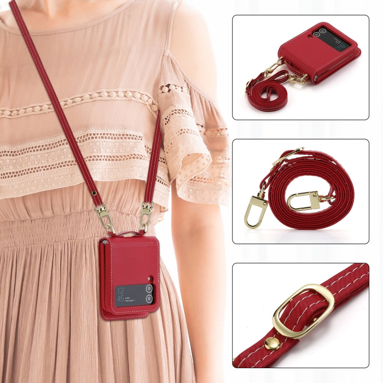 For Samsung Galaxy Z Flip4 POLA Light Luxury Card Slots Leather Phone Case(Red)