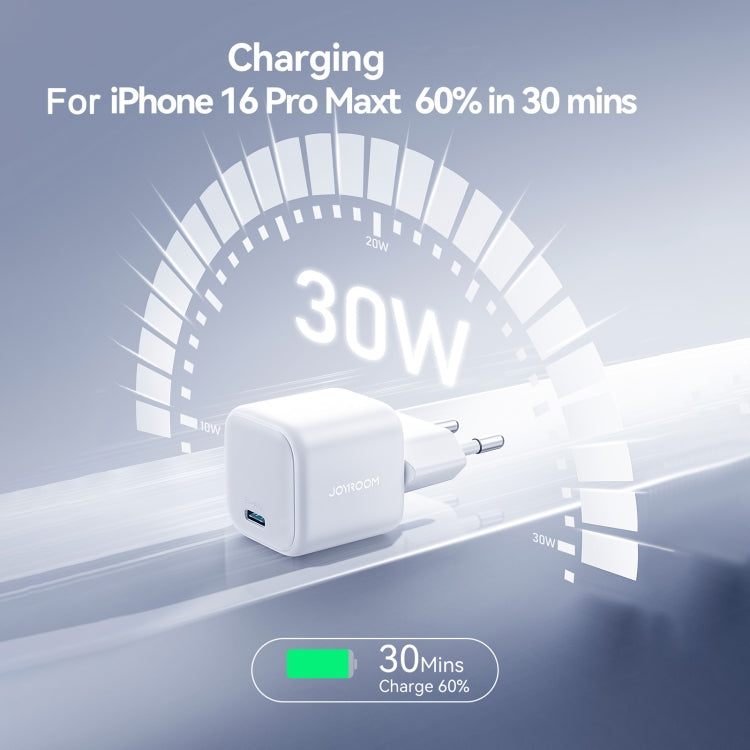 JOYROOM JR-TCG15 30W GaN USB-C / Type-C Port Mini Charger, Plug:EU Plug(White)