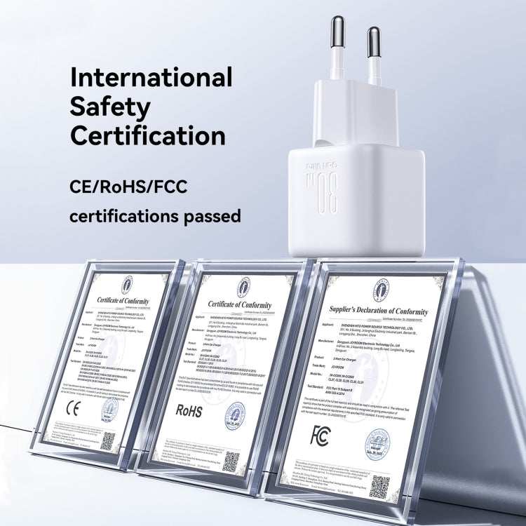 JOYROOM JR-TCG15 30W GaN USB-C / Type-C Port Mini Charger, Plug:EU Plug(White)