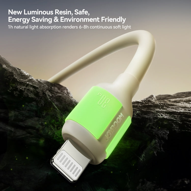 JOYROOM S-A53 Fluorescent Series 30W Type-C to 8 Pin Fast Charging Data Cable, Length:1.2m(Beige)