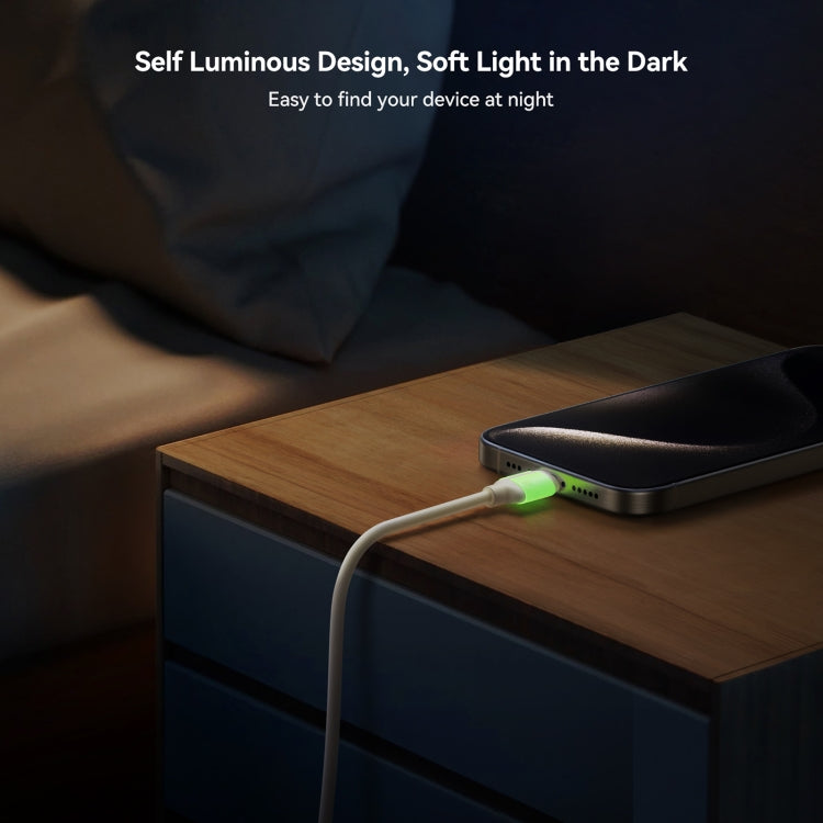 JOYROOM S-A53 Fluorescent Series 60W Type-C to Type-C Fast Charging Data Cable, Length:2m(Beige)