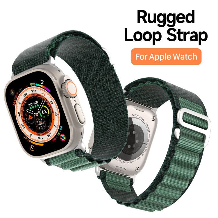 For Apple Watch 46mm / 49mm / 45mm / 44mm DUX DUCIS GS Series Nylon Loop Watch Band(Dark Green)