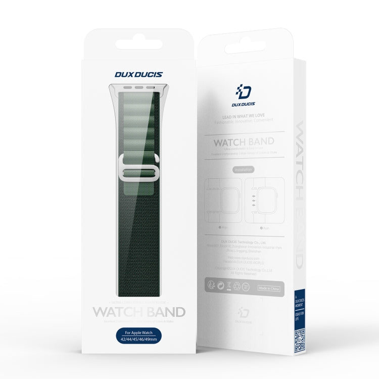 For Apple Watch 46mm / 49mm / 45mm / 44mm DUX DUCIS GS Series Nylon Loop Watch Band(Dark Green)