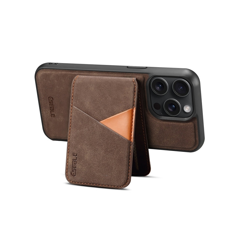 For iPhone 15 ESEBLE E2 Retro Texture Card Slots MagSafe RFID Leather Case(Coffee)