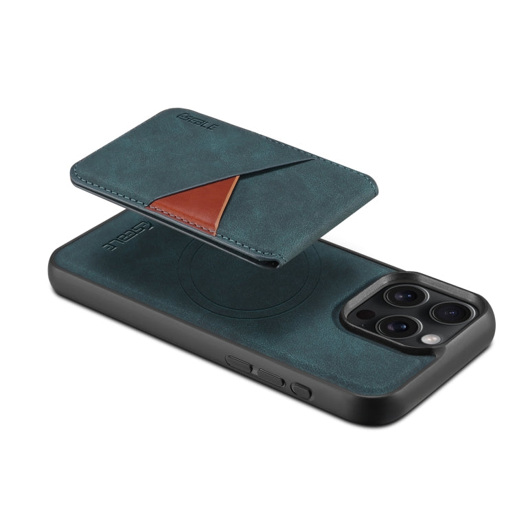 For iPhone 15 ESEBLE E2 Retro Texture Card Slots MagSafe RFID Leather Case(Dark Green)