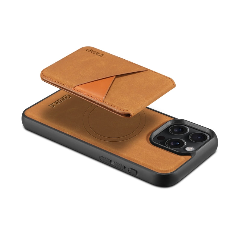 For iPhone 15 Pro ESEBLE E2 Retro Texture Card Slots MagSafe RFID Leather Case(Yellow)