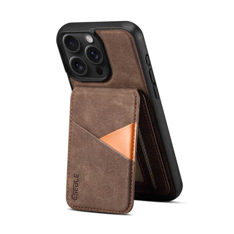 For iPhone 15 Pro Max ESEBLE E2 Retro Texture Card Slots MagSafe RFID Leather Case(Coffee)