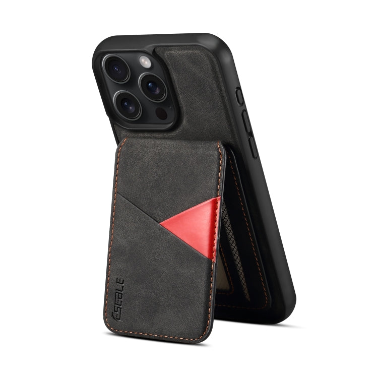 For iPhone 16 Plus ESEBLE E2 Retro Texture Card Slots MagSafe RFID Leather Case(Black)