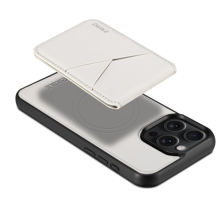 For iPhone 13 Pro ESEBLE E3 Plain Texture Card Slots MagSafe RFID Leather Case(Ivory)