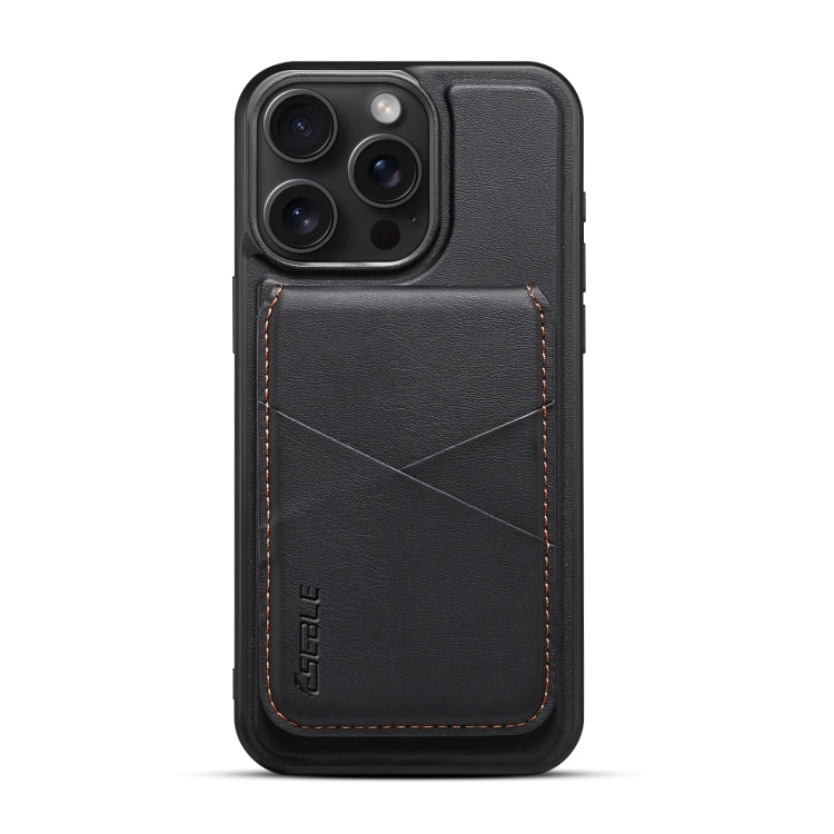 For iPhone 13 Pro Max ESEBLE E3 Plain Texture Card Slots MagSafe RFID Leather Case(Black)