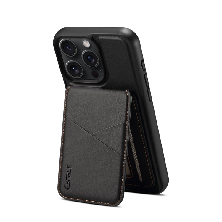 For iPhone 13 Pro Max ESEBLE E3 Plain Texture Card Slots MagSafe RFID Leather Case(Black)