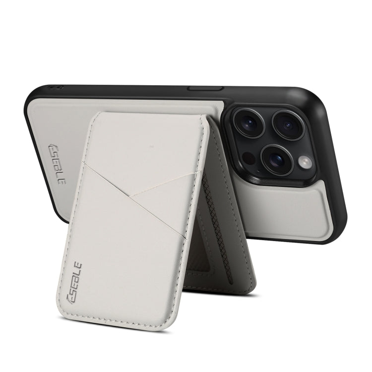 For iPhone 14 Pro ESEBLE E3 Plain Texture Card Slots MagSafe RFID Leather Case(Ivory)