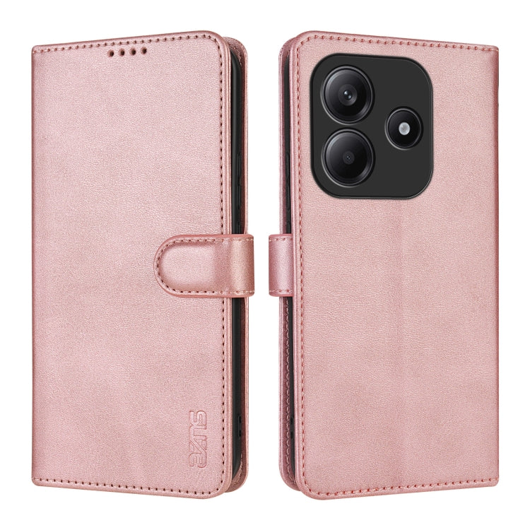 For Redmi Note 14 5G AZNS Skin Feel Calf Texture Flip Leather Phone Case(Rose Gold)