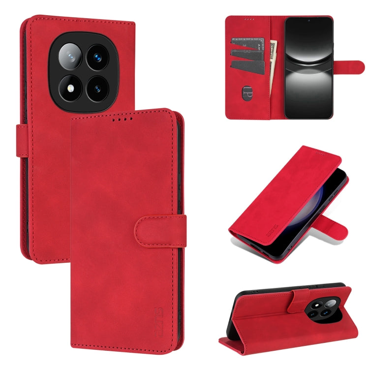 For Redmi Note 14 Pro 5G AZNS Skin Feel Calf Texture Flip Leather Phone Case(Red)