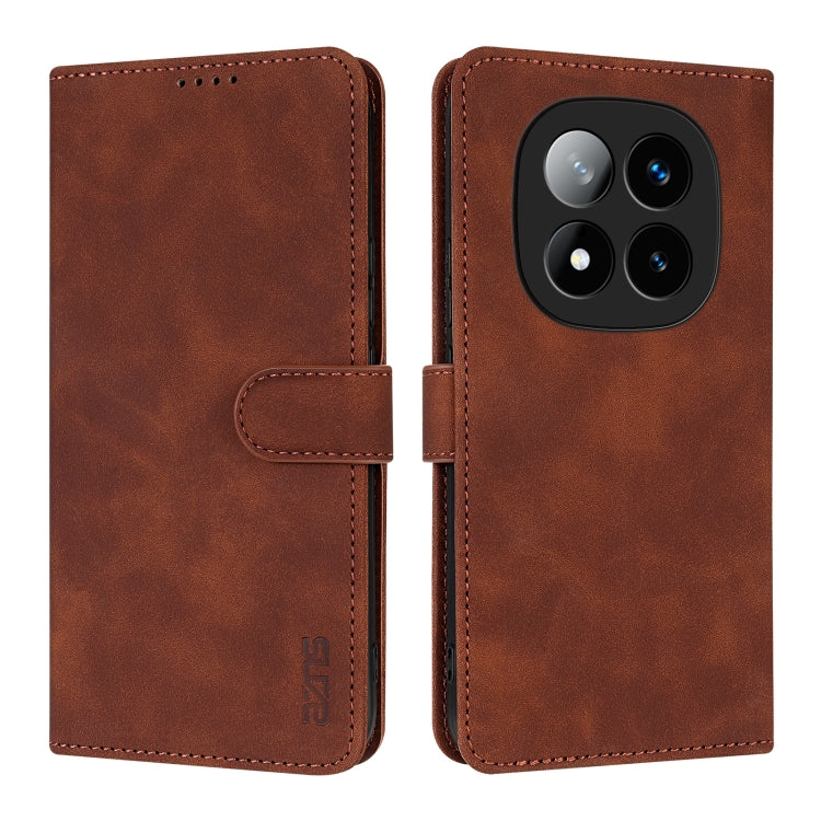 For Redmi Note 14 Pro+ 5G AZNS Skin Feel Calf Texture Flip Leather Phone Case(Brown)
