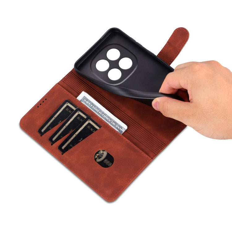 For Redmi Note 14 Pro+ 5G AZNS Skin Feel Calf Texture Flip Leather Phone Case(Brown)