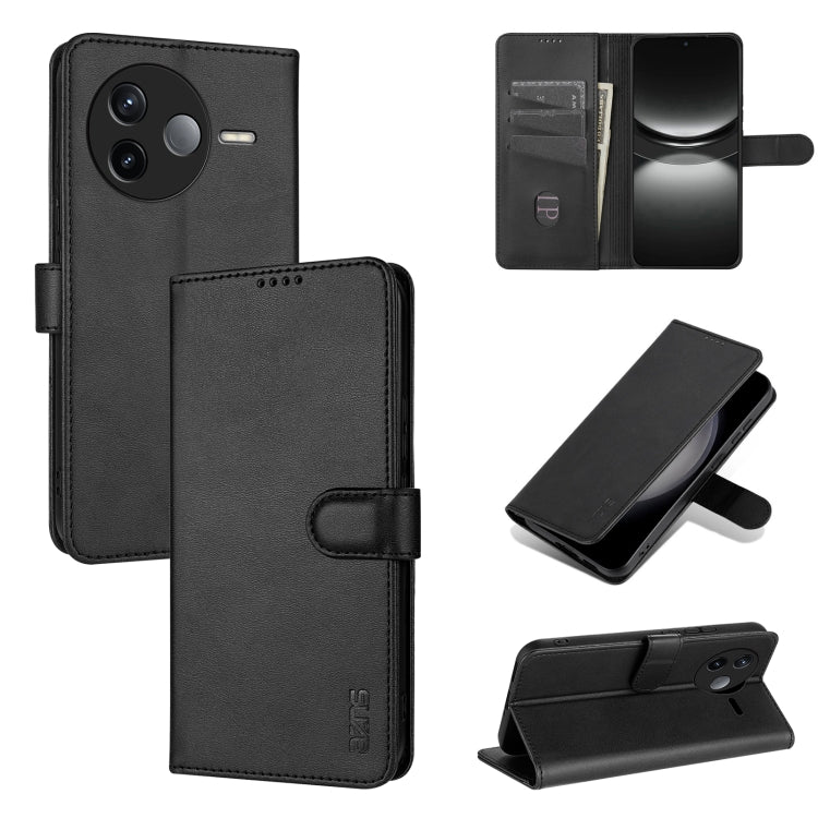 For Redmi K80 AZNS Skin Feel Calf Texture Flip Leather Phone Case(Black)