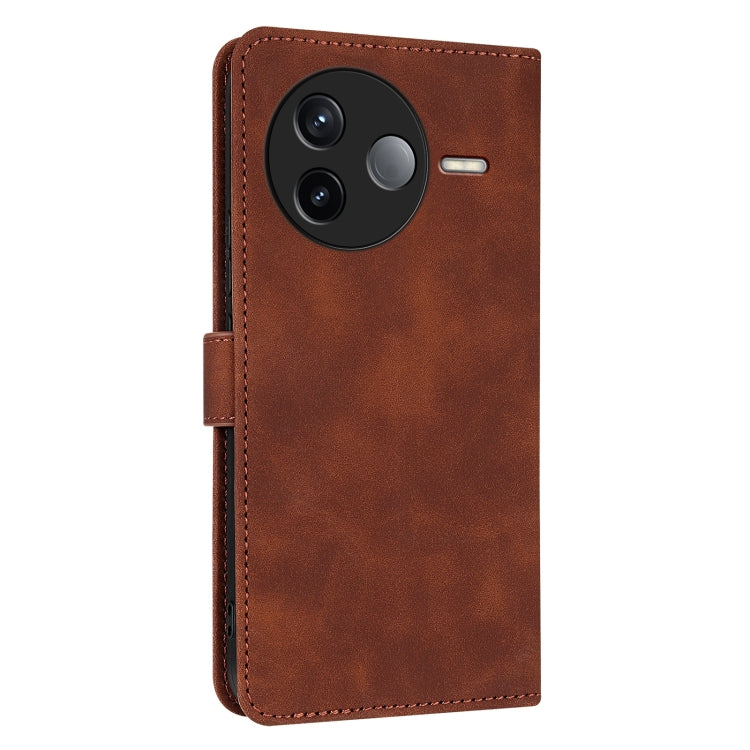 For Redmi K80 AZNS Skin Feel Calf Texture Flip Leather Phone Case(Brown)