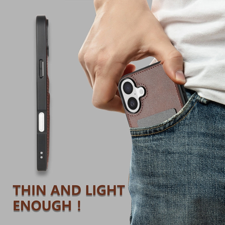 For iPhone 16 Plus AZNS K1 Series Card Slot Business Phone Case(Brown)