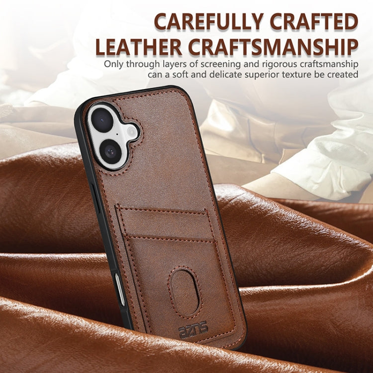 For iPhone 16 AZNS K1 Series Card Slot Business Phone Case(Brown)