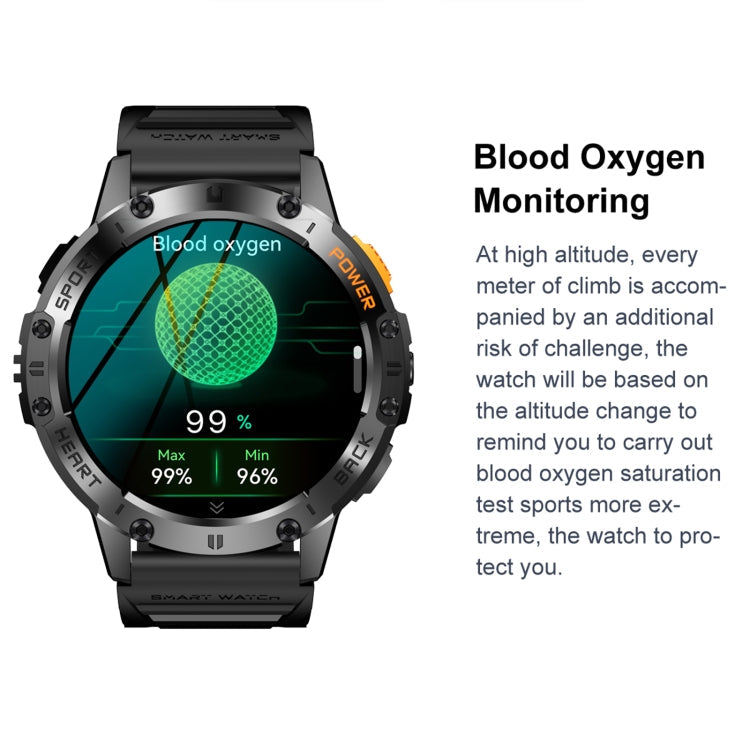 K65 1.43 inch Bluetooth Call Smart Watch, Support Heart Rate / Blood Oxygen(Orange)