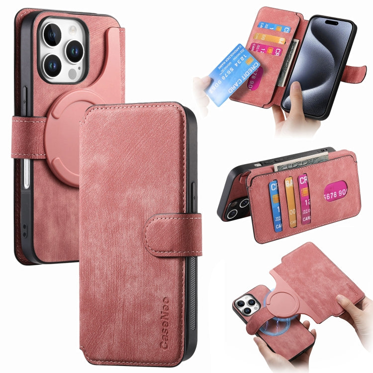 For iPhone 16 Pro Max CaseNeo MagSafe RFID Anti-theft Retro Leather Phone Case(Pink)