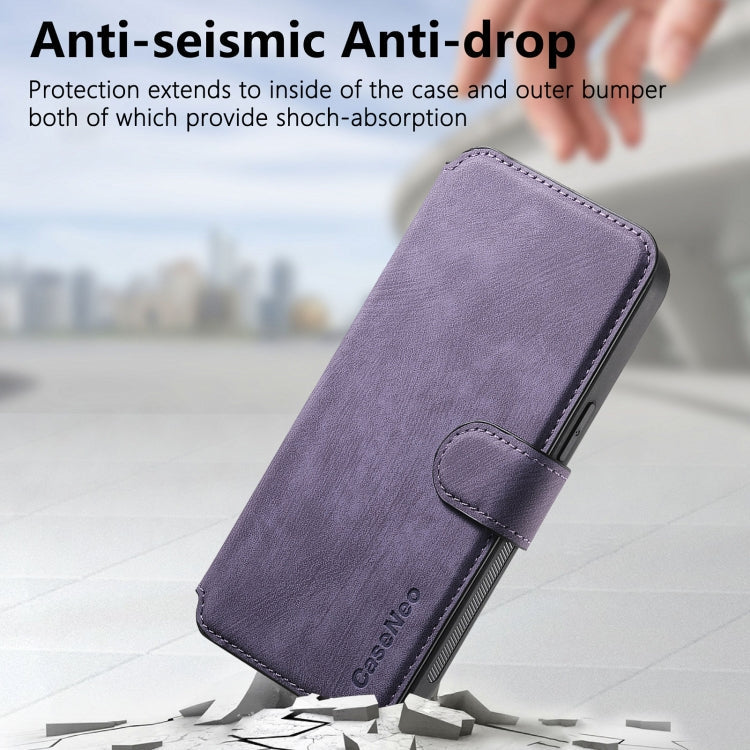For iPhone 16 Pro Max CaseNeo MagSafe RFID Anti-theft Retro Leather Phone Case(Purple)