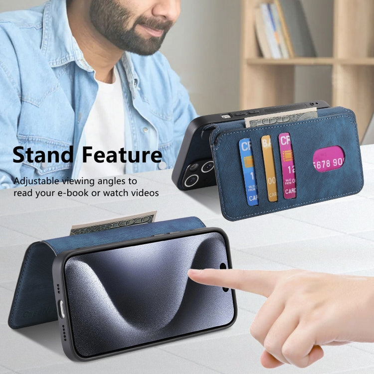 For iPhone 16 Pro CaseNeo MagSafe RFID Anti-theft Retro Leather Phone Case(Blue)