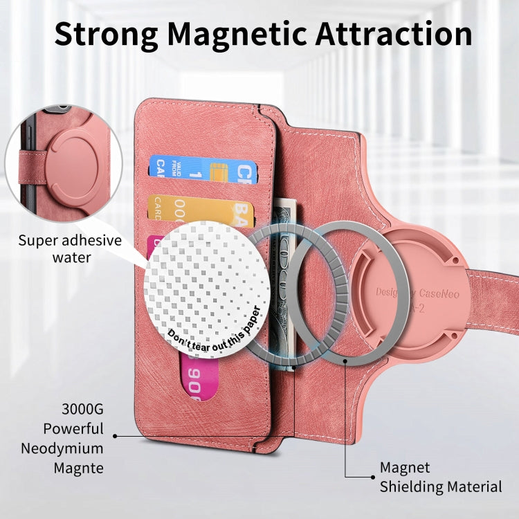 For iPhone 16 Pro CaseNeo MagSafe RFID Anti-theft Retro Leather Phone Case(Pink)