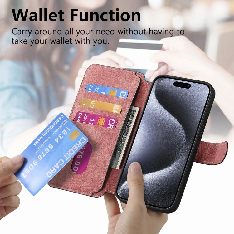 For iPhone 16 Pro CaseNeo MagSafe RFID Anti-theft Retro Leather Phone Case(Pink)