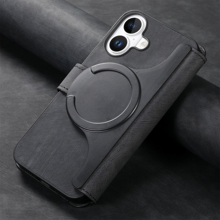 For iPhone 16 CaseNeo MagSafe RFID Anti-theft Retro Leather Phone Case(Black)