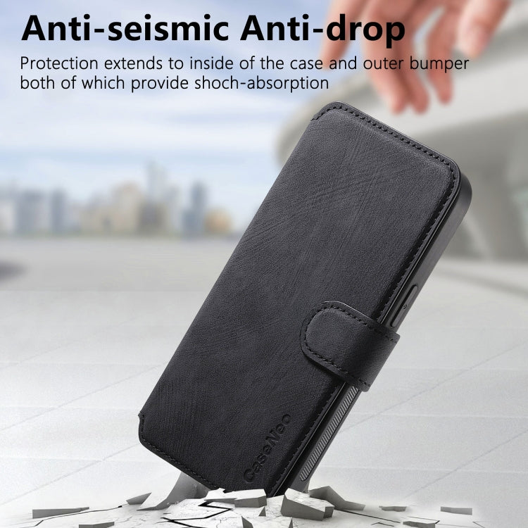 For iPhone 16 CaseNeo MagSafe RFID Anti-theft Retro Leather Phone Case(Black)